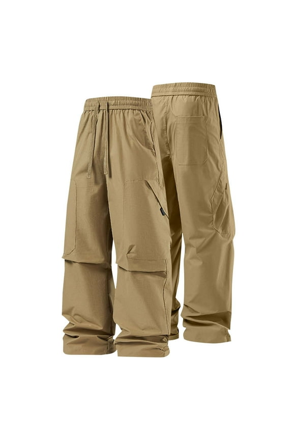 Men's Workwear Pants Fashion Straight Type Windbreaker Long Pant Comfortable Solid Color Straight Leg Trousers Outdoor Hiking Climbing Sweatpants Loose Joggers Track Training Pant