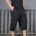 thumbnail image 1 of Men's Workwear Shorts Multi Pocket Zipper Straight Tube Casual Pants Cropped Pants Capri Leggings For Men Hallow Stripe Leggings Mountain-Bike-Shorts Pants, 1 of 6