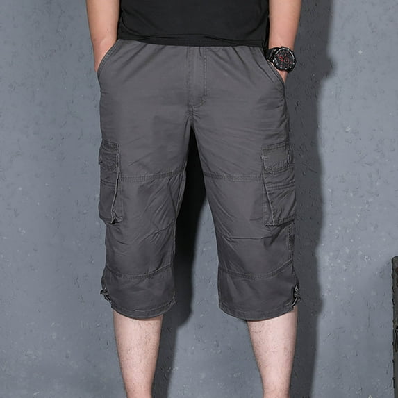 Men's Workwear Shorts Multi Pocket Zipper Straight Tube Casual Pants Cropped Pants Capri Leggings For Men Hallow Stripe Leggings Mountain-Bike-Shorts Black Leggings For Men
