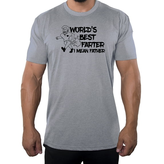 Men's Worlds Best Farter I mean Father T-shirts, Funny Dad T-shirts - Heather Grey MH200DAD S43 S