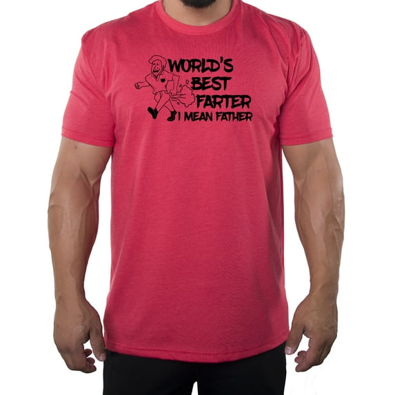 Men's Worlds Best Farter I mean Father T-shirts, Funny Dad T-shirts - Heather Red MH200DAD S43 L