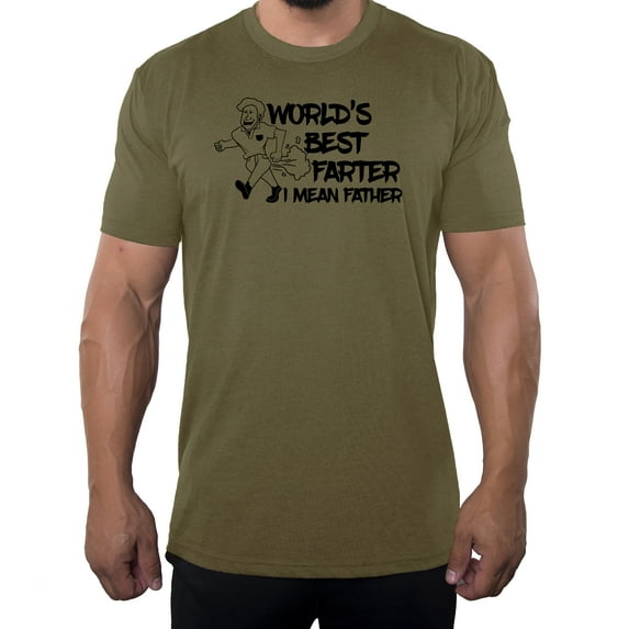 Men's Worlds Best Farter I mean Father T-shirts, Funny Dad T-shirts - Olive Drab MH200DAD S43 3XL