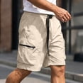 thumbnail image 1 of Men's Woven Cargo Shorts, Adjustable Belt, Quick Dry Casual Shorts with Zippered Side Pockets for Outdoor Activities Khaki L, 1 of 9