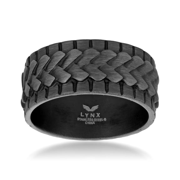 Men's Woven Gun Metal Gray Ion Platied Stainless Steel Ring with
