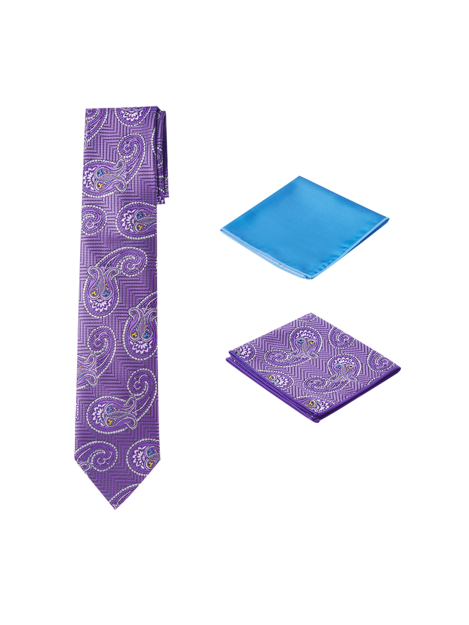 Men's Purple Pocket Square Handkerchief - Woven Floral Paisley, Handmade In UK
