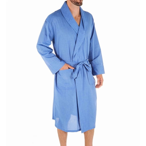 Men's Woven Shawl Collar Robe, Medium Blue, X-Large/XX-Long