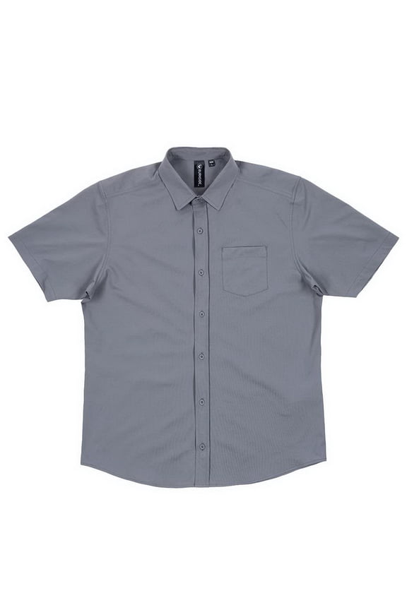 Men's Woven Short-Sleeve Shirt - LIGHT GREY - 3XL