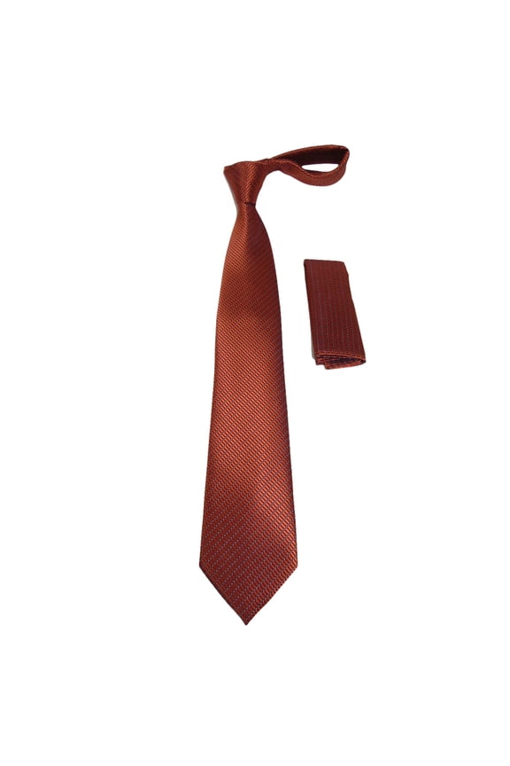 Men's Woven Tie Hankie Set J.Valintin Private Collection R88 Rust Brown