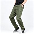 thumbnail image 1 of Men's Woven Twill Cargo Pants Straight Leg Elastic Drawstring Waist 4 Functional Pockets S-XXL, 1 of 8