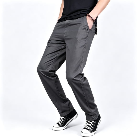 Men's Woven Twill Cargo Pants Straight Leg Elastic Drawstring Waist 4 Functional Pockets S-XXL