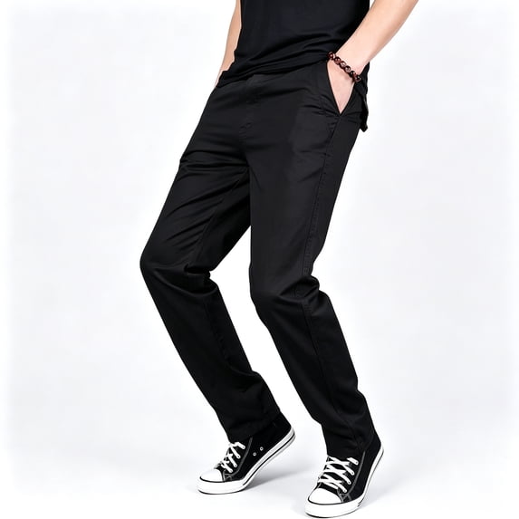 Men's Woven Twill Cargo Pants Straight Leg Elastic Drawstring Waist 4 Functional Pockets S-XXL