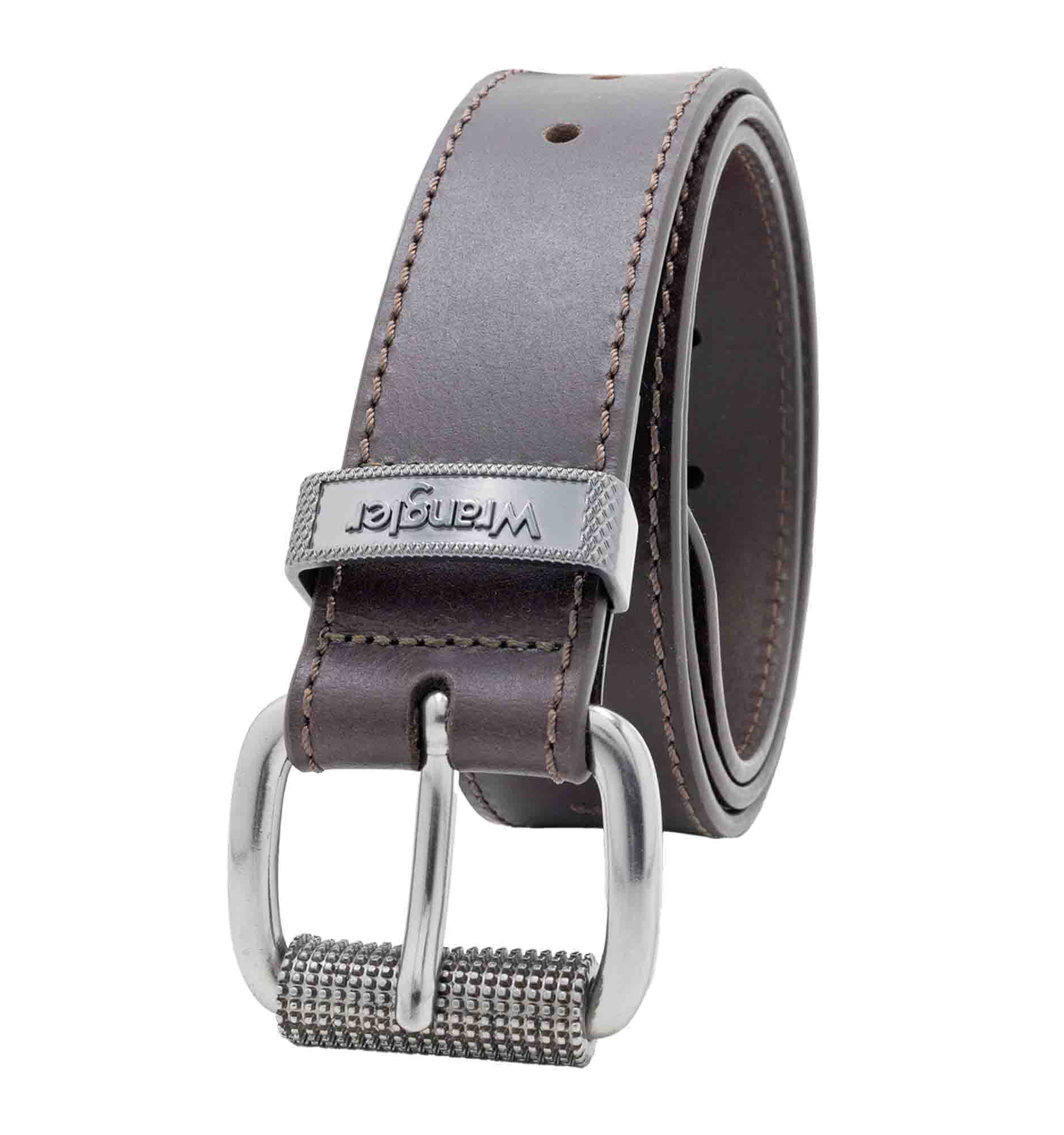 Men's Wrangler 38mm Leather Belt with Textured Roller Buckle