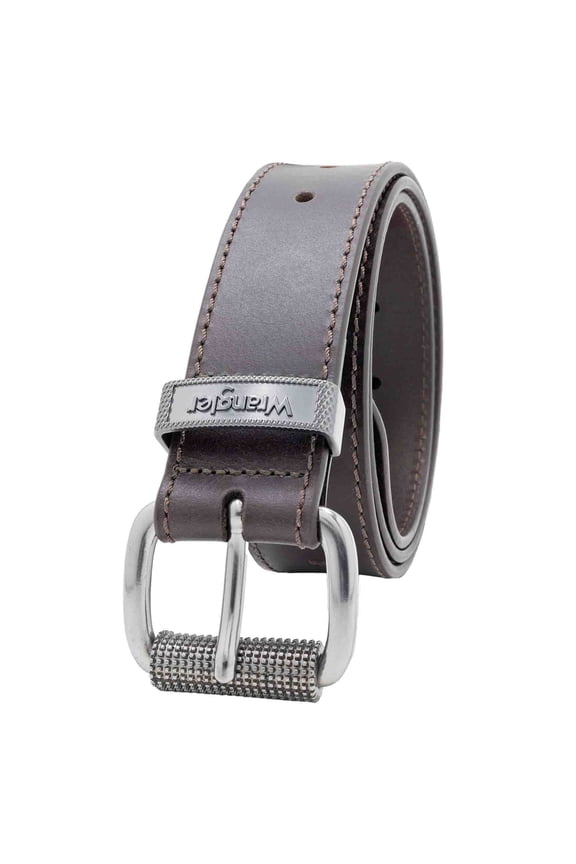 Men's Wrangler 38mm Leather Belt with Textured Roller Buckle