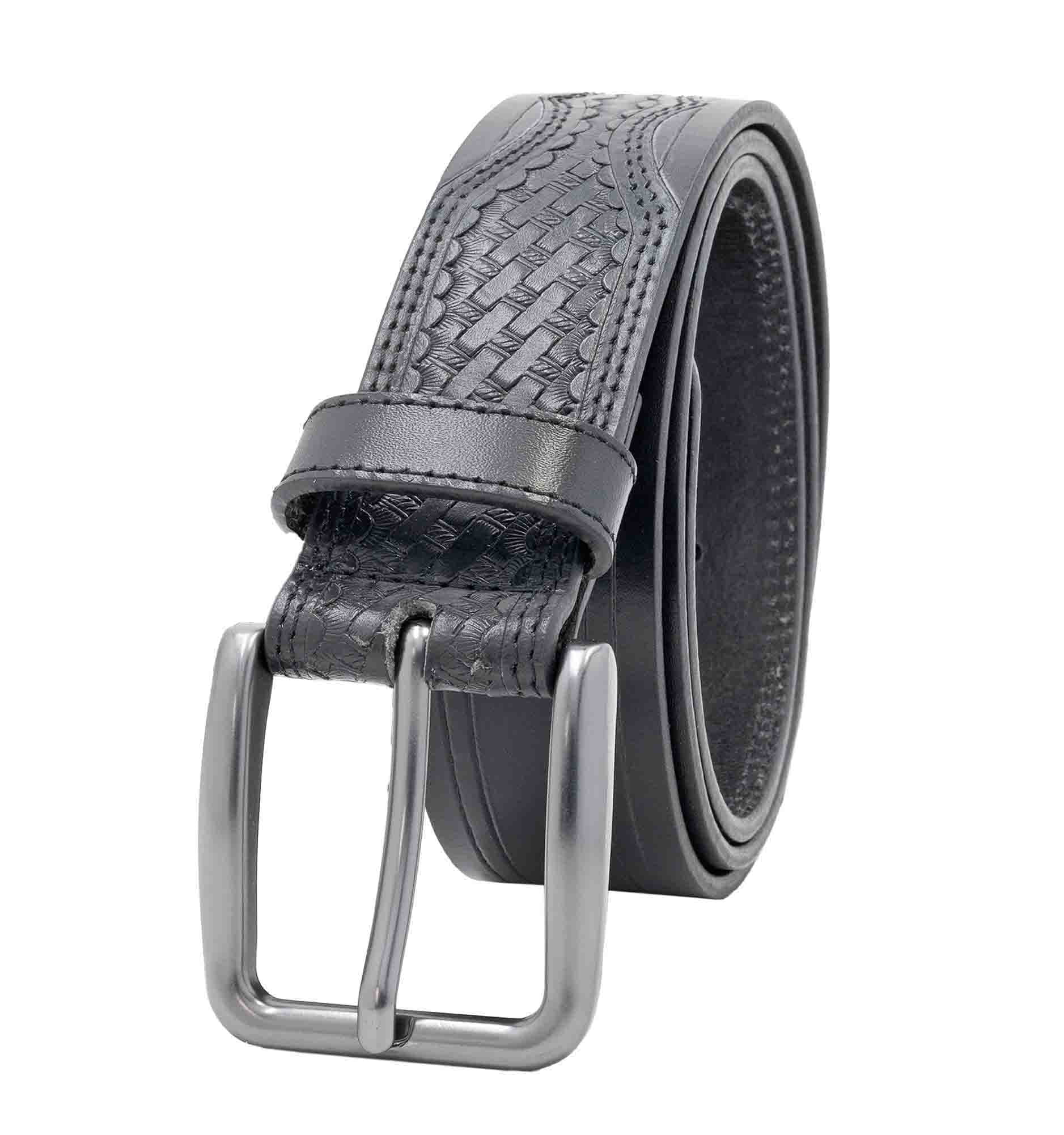 Men's Wrangler 38mm Western Emobssed Basket Weave Leather Belt