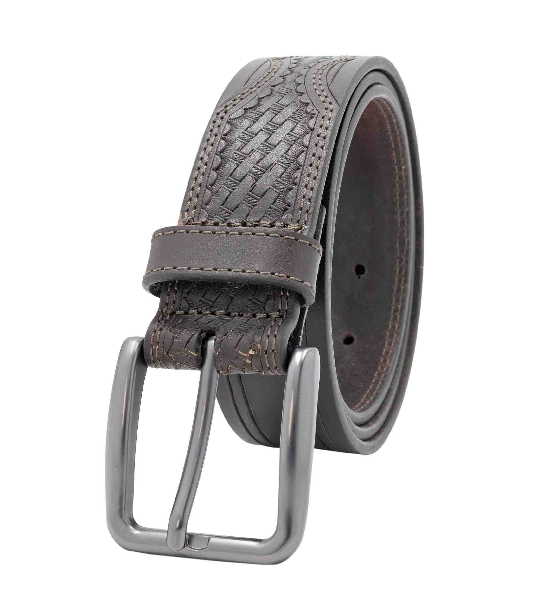 Men's Wrangler 38mm Western Emobssed Basket Weave Leather Belt
