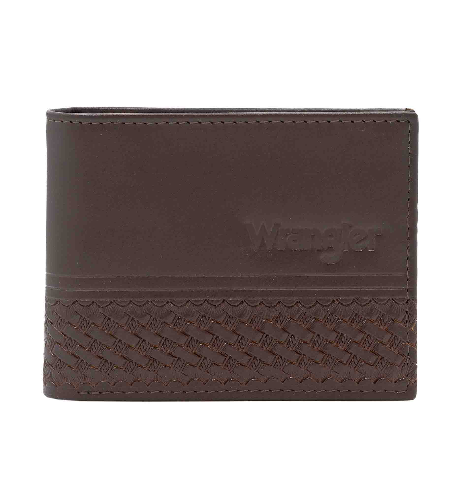 Men's Wrangler Bifold Basket Weave Wallet with Wing