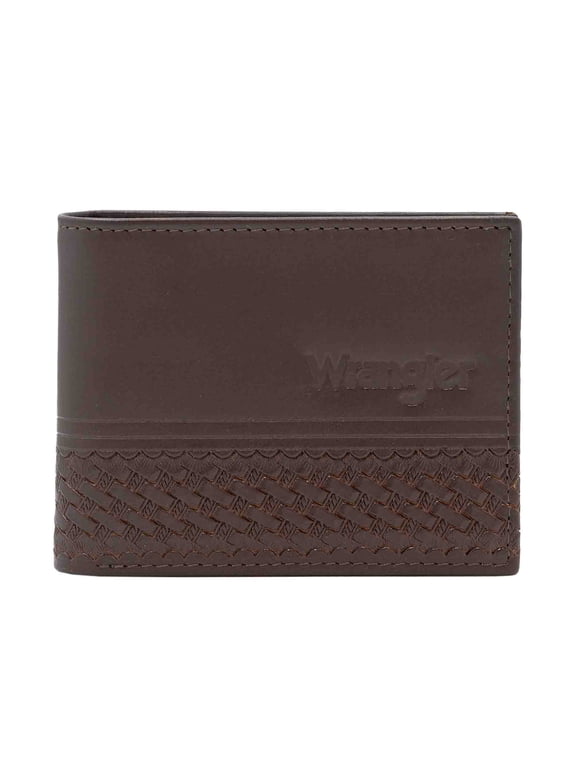Men's Wrangler Bifold Basket Weave Wallet with Wing