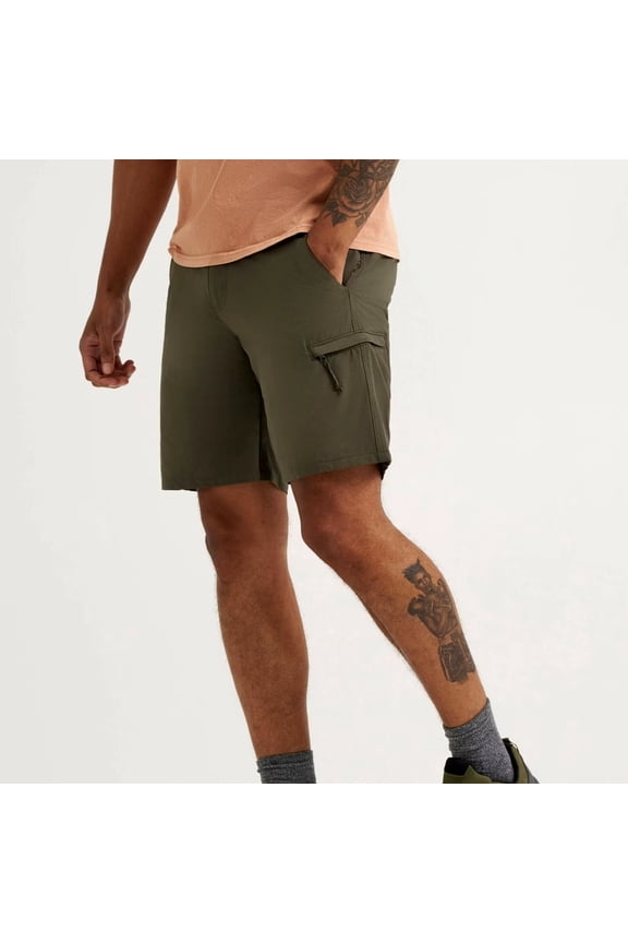 Men's Wrangler Dark Green 8" ATG Side Zip Utility Shorts - 32