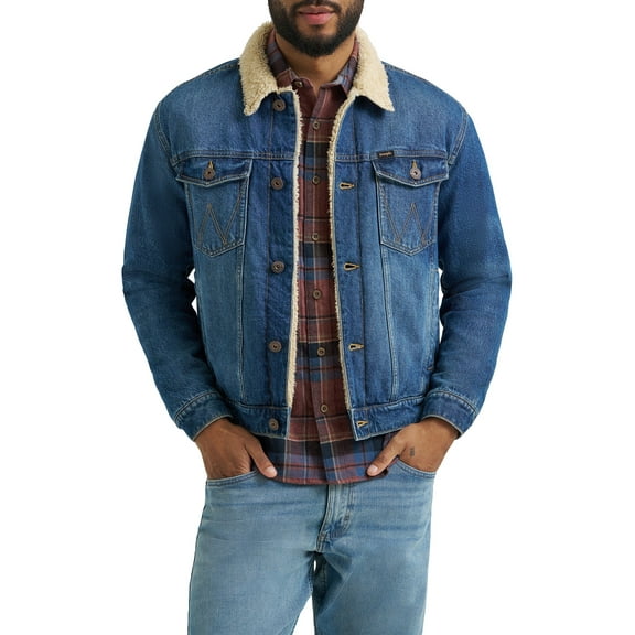 Wrangler® Men's and Big Men's Sherpa Lined Regular Fit Trucker Jacket, Sizes S-2XL
