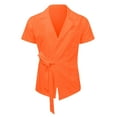 thumbnail image 1 of Men's Wrap Tie Side Shirt Short Sleeve Casual Solid Summer Beach Dress Shirts with Pockets, 1 of 6