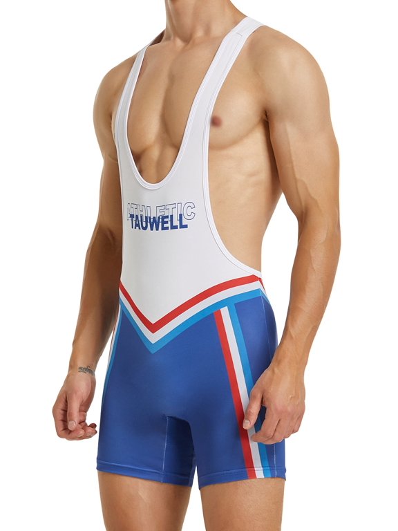 Men's Wrestling Singlets Athletic Supporters Slim Fit Sport Bodysuit Sleeveless Jockstrap Active Wrestling Leotard Jumpsuits White X-Large