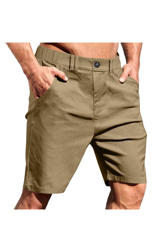 Men's Wrinkle-Free Hybrid Shorts - Quick-Dry Stretch Flat Front | Golf-to-Work Dress Chino Shorts