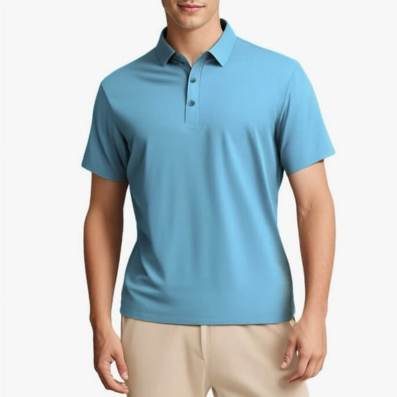 Men's Wrinkle Free Shirts Business Casual Shirts Short Sleeve Polo