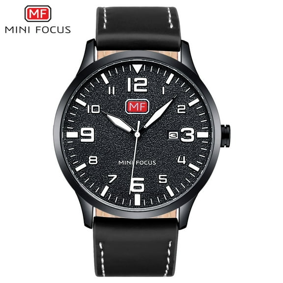 Men's Wristwatch Quartz Wrist Watch Men Waterproof Black Leather Strap Luxury Watches