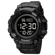 Mens Wristwatch, SKMEI Waterproof Stopwatch Alarm LED Back Light Sports Watch, Black