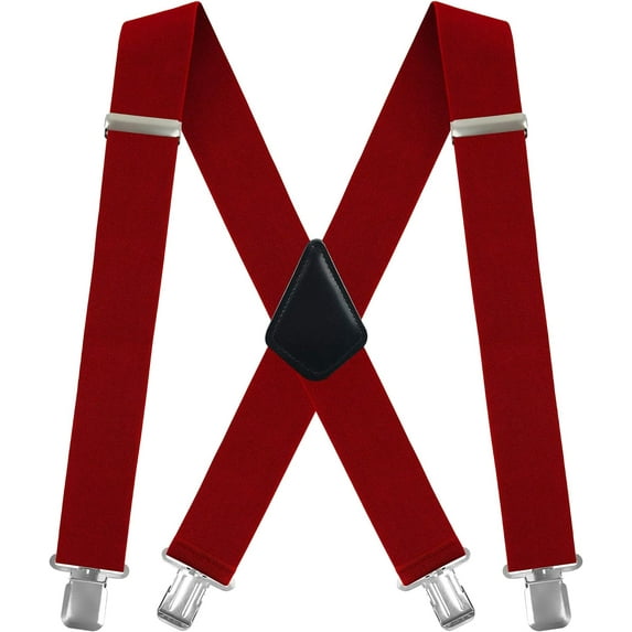 Men's X-Back 2 Inches Wide Heavy Duty Clips Adjustable Suspenders
