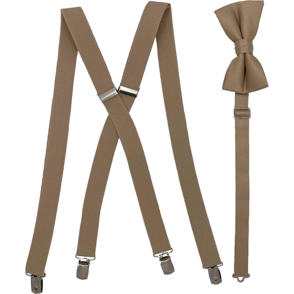 Men's X Back Suspenders & Bowtie Set Variety of Colors