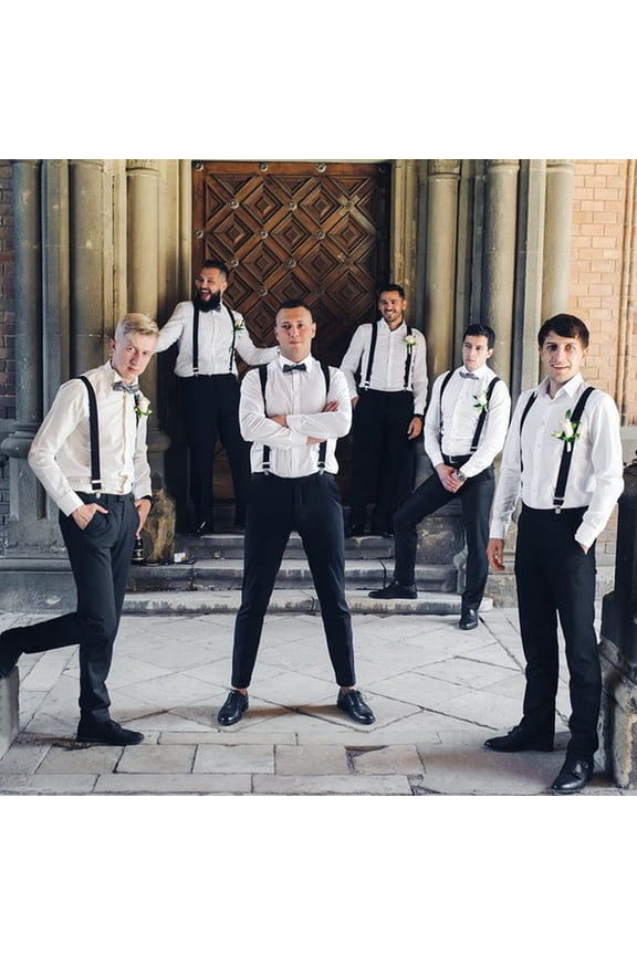 Men's X-Shape Suspenders Sophisticated Stylish Comfortable Fit Adjustable Elastic Braces for Formal Wear