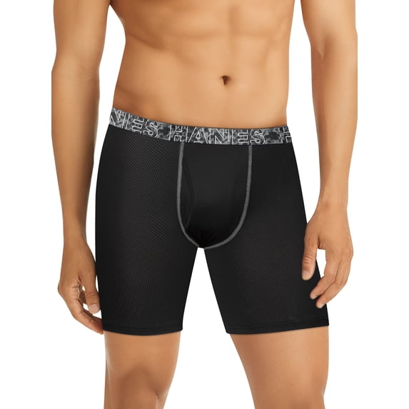 Hanes Men's X-Temp Stretch Mesh Long Leg Boxer Briefs, 3 Pack