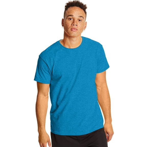 Hanes X-Temp Unisex Short Sleeve Crewneck T-Shirt, 2-Pack Neon Blue Heather S