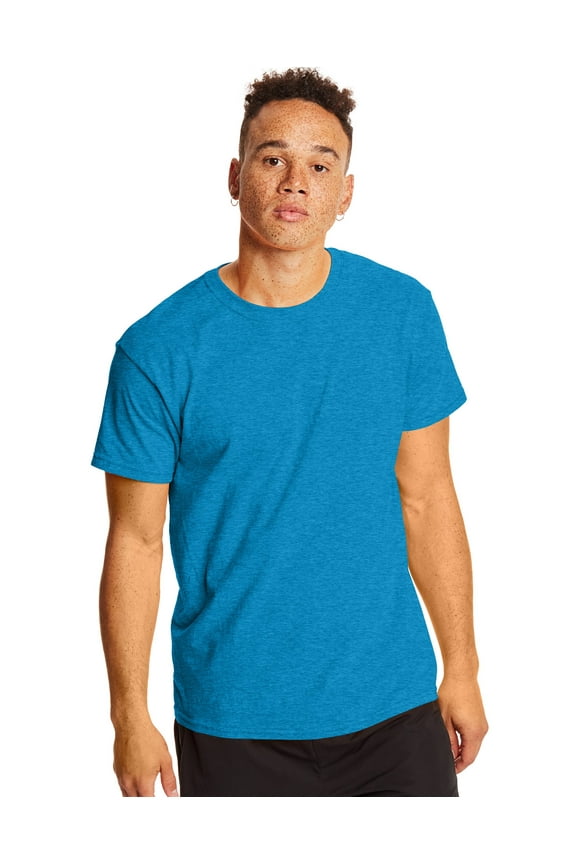 X-Temp Unisex Short Sleeve Crewneck T-Shirt, 2-Pack Neon Blue Heather S