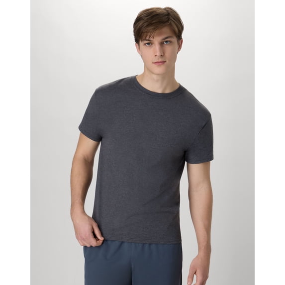 Hanes X-Temp Unisex Short Sleeve Crewneck T-Shirt, 2-Pack Charcoal Heather M
