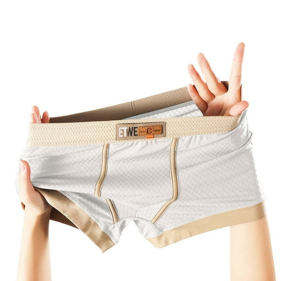 Men's XL White Boxer Briefs - 100% Polyester, Moisture Wicking, Wide Waistband, Durable, Breathable, Classic Design