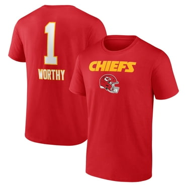 Men's Xavier Worthy Red Kansas City Chiefs Name & Number Team Wordmark T-Shirt