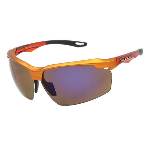Men's Xloop Sunglasses Half Rim Shield Wrap Around Sports Shades UV400 Orange
