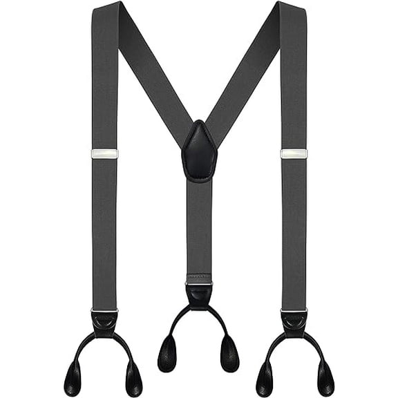 Men's Y-Back 1.4 Inches Wide Button End Elastic Adjustable Suspenders