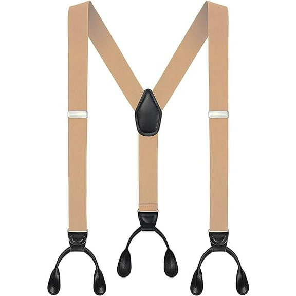 Men's Y-Back 1.4 Inches Wide Button End Elastic Adjustable Suspenders