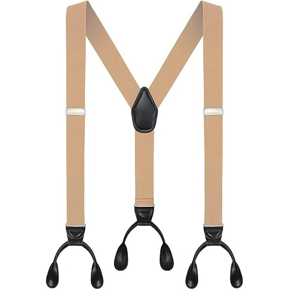 Men's Y-Back 1.4 Inches Wide Button End Elastic Adjustable Suspenders