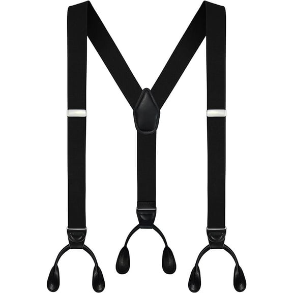 Men's Y-Back 1.4 Inches Wide Button End Elastic Adjustable Suspenders