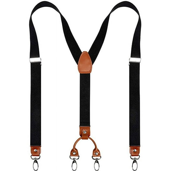 Men’s Y-Back 4 Metal Clip Elastic Wide Suspenders Perfect For Both Casual and Formal