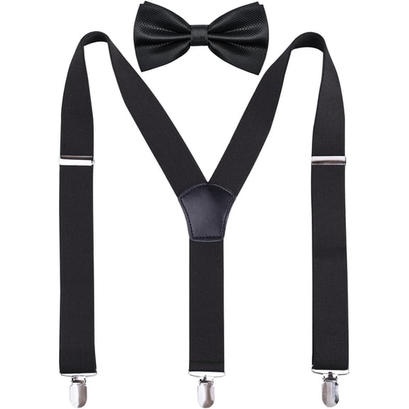 Men's Y-Back Adjustable Suspender and Bowtie Set