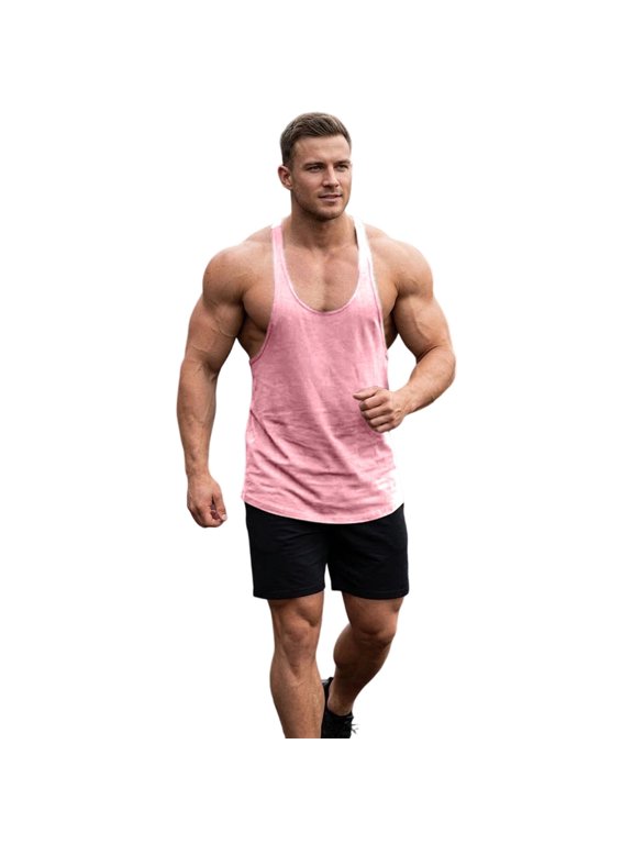 Men's Y Back Stringer Vest Sleeveless Gym Workout Shirt Breathable Athletic Training Tank Top