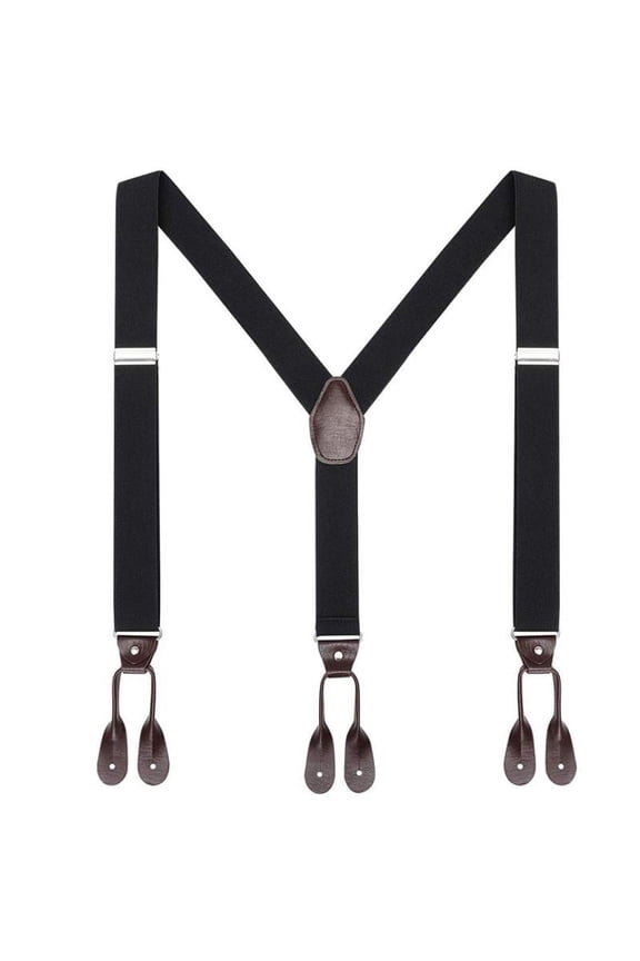 Men's Y-Back Wide Button End Elastic Adjustable Suspenders for Men Dress Big and Tall Tuxedo Suspenders
