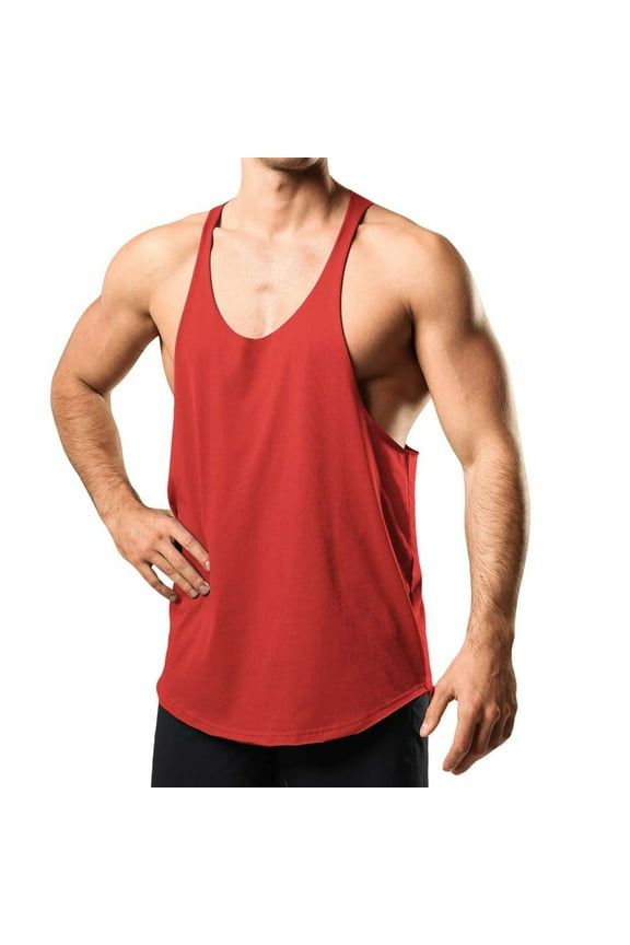 Men's Y-Back Workout Tank Tops Athletic Muscle Gym Tank Top Summer Fitness Bodybuilding Stringer Sleeveless T-Shirts