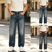 Men's Y2K Baggy Ripped Wide Leg Jeans, Vintage 90s Grunge Emo Hip Hop Distressed Destroyed Denim Pants, Mid Rise Relaxed Fit