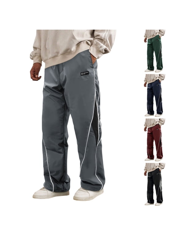 Men's Y2K Baggy Sweatpants Parachute Pants Wide Leg Vintage Track Pants Casual Streetwear Black M